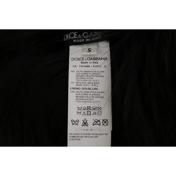Dolce & Gabbana Elegant Black Silver Fox Fur Scarf - Picture 5 of 6